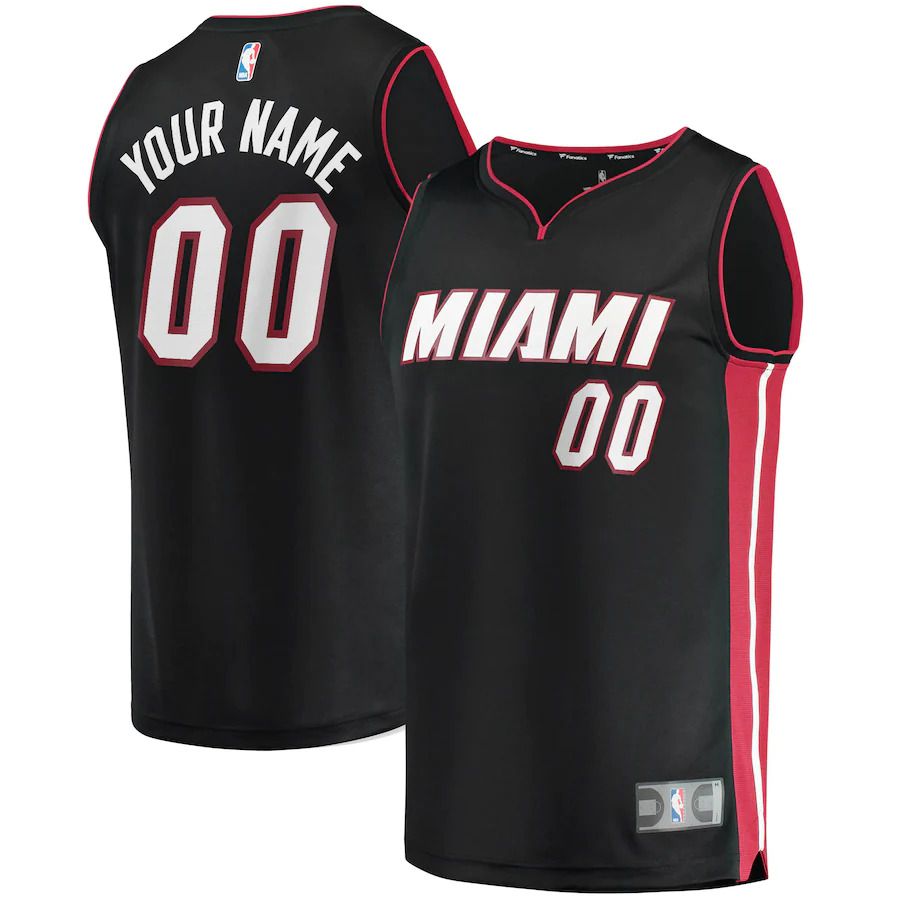 Men Miami Heat Fanatics Branded Black Fast Break Custom Replica NBA Jersey